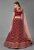 Maroon embroidered velvet bridal lehenga choli 7003