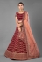 Maroon embroidered velvet bridal lehenga choli 7003