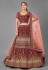 Maroon velvet embroidered wedding lehenga choli 7004