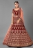 Maroon velvet embroidered bridal lehenga choli 7006