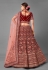 Maroon velvet embroidered wedding lehenga choli 7009