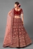 Maroon velvet embroidered wedding lehenga choli 7009