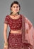 Maroon embroidered velvet bridal lehenga choli 7010