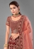 Maroon velvet embroidered bridal lehenga choli 7011