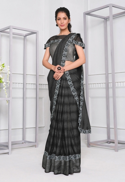Grey lycra festival wear saree 21518