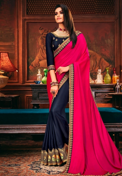 Pink silk half and half saree 114354