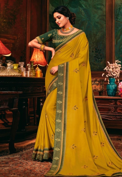 Mustard silk saree with blouse 114352