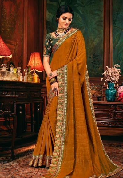 Mustard silk saree with blouse 114359