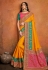 Yellow satin saree with blouse 5601