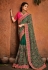 Green satin saree with blouse 5603