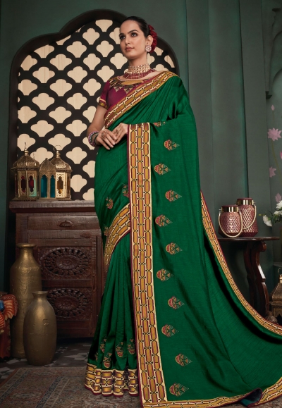 Green silk festival wear saree 117917