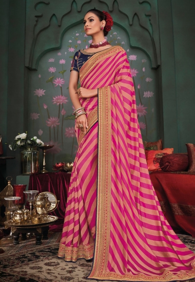 Pink silk festival wear saree 117922