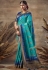 Turquoise banarasi silk saree with blouse 123676