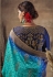 Turquoise banarasi silk saree with blouse 123676