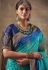 Turquoise banarasi silk saree with blouse 123676