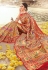 Golden banarasi silk saree with blouse 3012A
