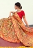 Golden banarasi silk festival wear saree 3014A