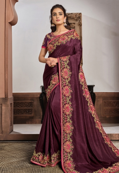 Purple silk georgette festival wear saree 21403