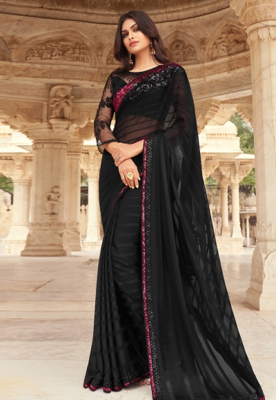 Black brasso festival wear saree 812