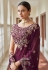 Purple crepe party wear saree with blouse 7405