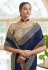 Navy blue organza party wear saree 7407