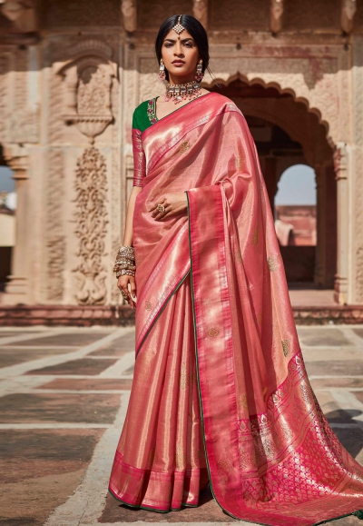 Pink silk festival wear saree 1379