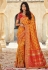 Orange banarasi silk saree with blouse 10111