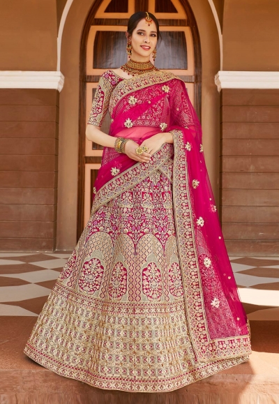 Pink velvet bridal lehenga choli 8307