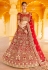 Red bridal velvet lehenga choli 8313