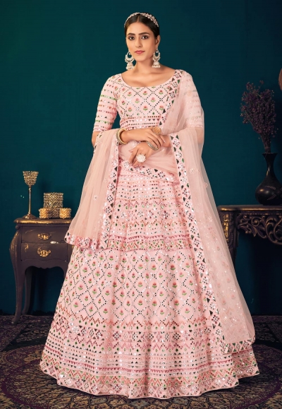 Pink georgette lehenga choli 1822