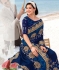 Navy blue barfi silk saree with blouse 67885