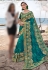 Teal barfi silk festival wear saree 67880