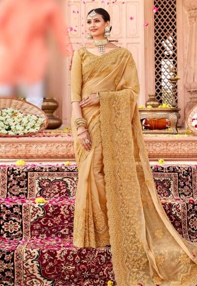 Beige georgette festival wear saree 29742