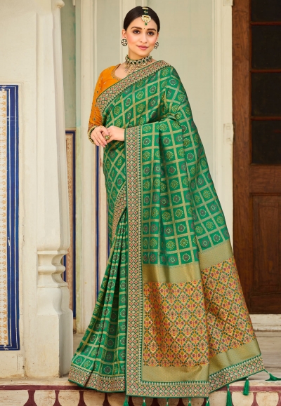 Green silk festival wear saree 106