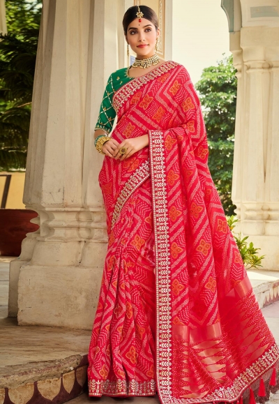 Pink silk festival wear saree 112