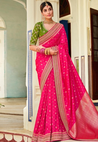 Pink silk festival wear saree 110