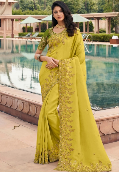 Light green georgette festival wear saree 6802