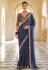 Navy blue organza saree with blouse 7601