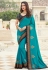 Turquoise silk saree with blouse 3608