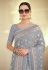Grey satin georgette festival wear saree 7503
