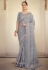 Grey satin georgette festival wear saree 7503