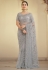 Grey net saree with blouse 7512