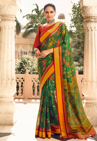 Green brasso festival wear saree 121