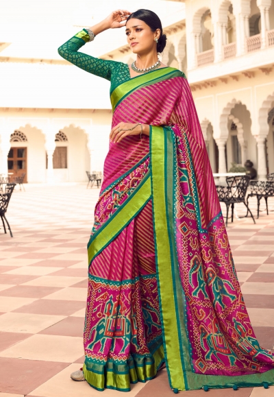 Pink brasso saree with blouse 124