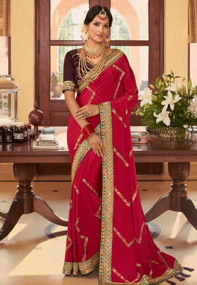 Magenta silk festival wear saree 2607