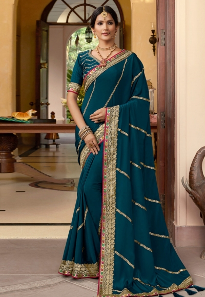 Blue silk festival wear saree 2609