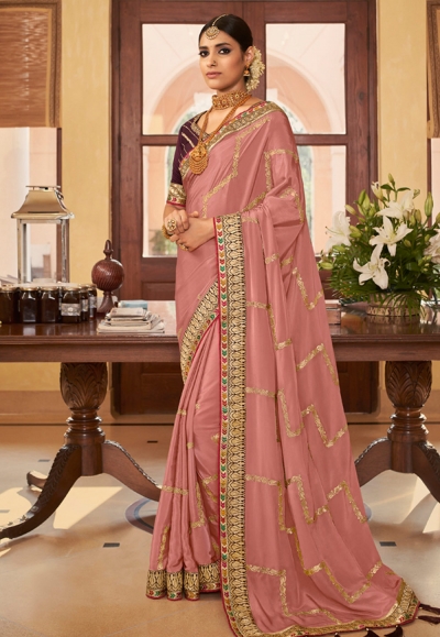 Pink silk festival wear saree 2611