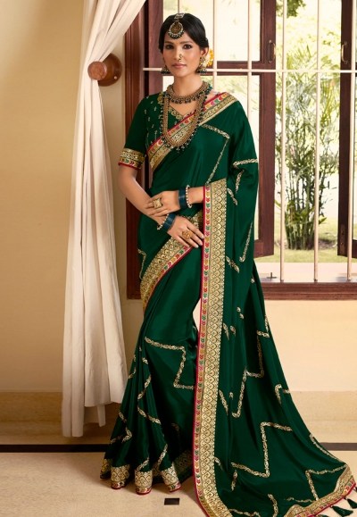 Green silk festival wear saree 2605