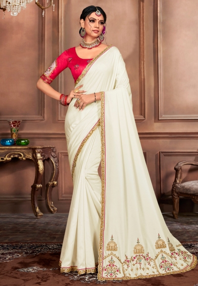 Off white silk saree with blouse 1506