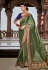 Olive green silk saree with blouse 1401